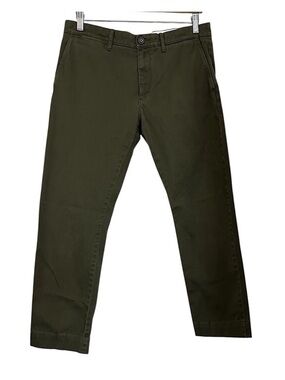 J. Crew Chino Slim Pants Men’s Size 31x27 Green Stretch Straight Leg Preppy
